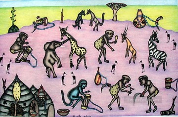 Cérémonie de danse Afriqueine Peinture à l'huile